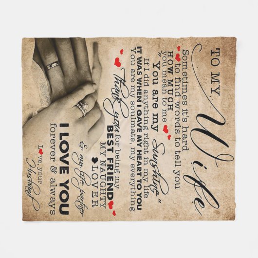 妻への愛引用文 |ホームデコールギフト フリースブランケット (正面(横))