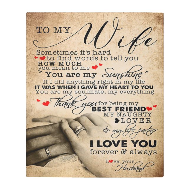 妻への愛引用文 |ホームデコールギフト メタルプリント (正面)