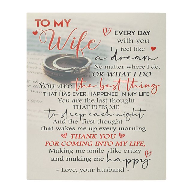 妻への愛引用文 |妻のトレンディープレゼント メタルプリント (正面)