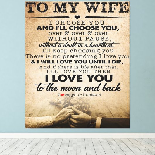 妻への愛引用文 最高の|完璧なギフト キャンバスプリント (インサイチュ (ウッドフロア))