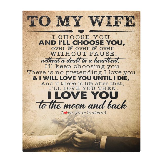 妻への愛引用文 最高の|完璧なギフト メタルプリント (正面)