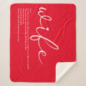 妻への愛 ハート エレガント スクリプト 赤 カスタマイズ シェルパブランケット (正面)