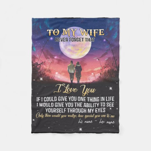 妻への手紙バレンタインデーの贈り物 フリースブランケット (正面)