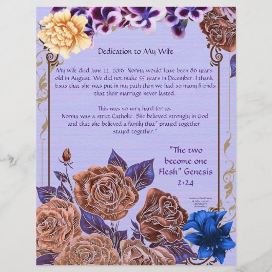 妻への献身パーソナライズされた紙 (正面)