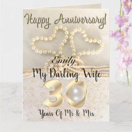 妻への真珠の結婚30周年記念カード カード