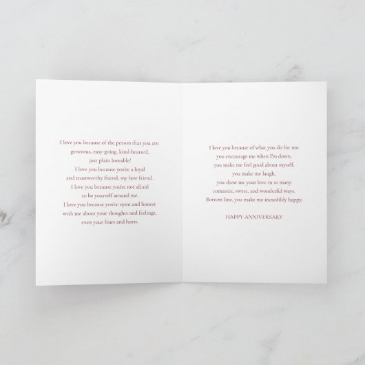 妻への記念日 – なぜ私はあなたを愛しているか?カード カード (内部)