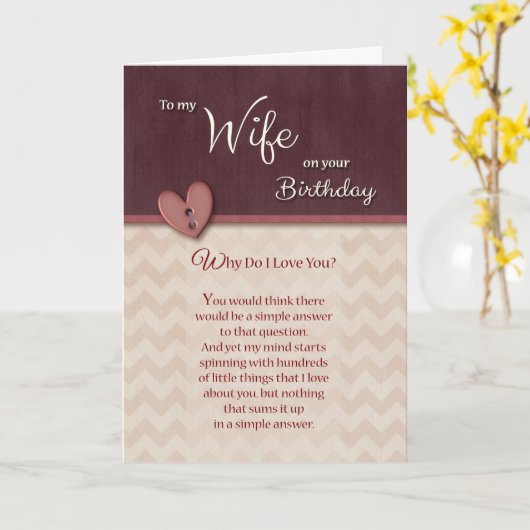 妻への誕生日 – なぜ私はあなたを愛するのか? カード (黄色い花)