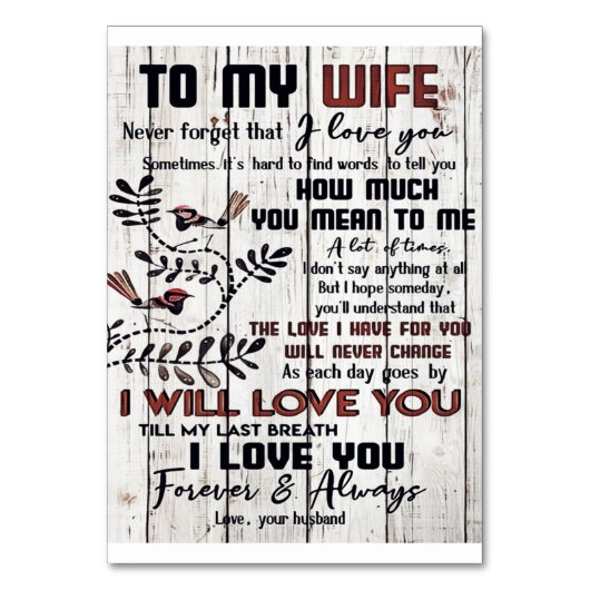 妻への贈り物 |妻への愛らしい手紙 テーブルナンバー (正面)