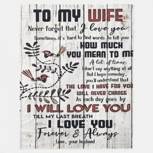 妻への贈与 |私の妻に素敵な手紙 フリースブランケット (正面)