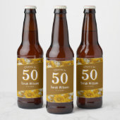 妻への60歳の誕生日お祝いにひまわり 花びら 黄色 ビールラベル (ボトル)