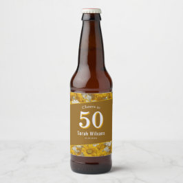 妻への60歳の誕生日お祝いにひまわり 花びら 黄色 ビールラベル