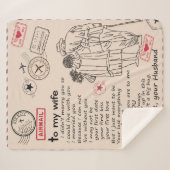 妻へパーソナライズされたの手紙、妻への誕生日 シェルパブランケット (正面(横))