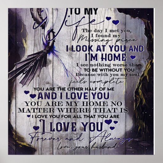 妻へ |妻おもしろいへの引用文 |新しいホームギフト ポスター (正面)