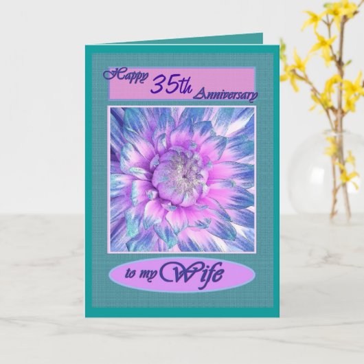 妻へ – Happy 35th Anniversary カード (黄色い花)