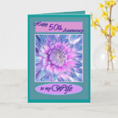 妻へ – Happy 50th Anniversary カード (黄色い花)