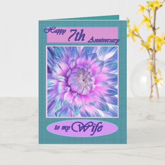妻へ – Happy 7th Anniversary カード (黄色い花)