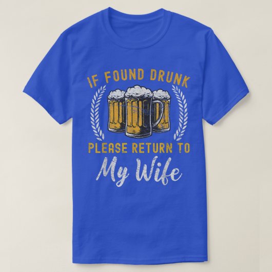 妻もし飲夫婦Drinkiに戻るおもしろいと Tシャツ (デザイン正面)