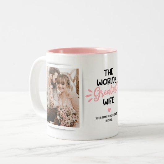 妻もっとも偉大2写真2トーンのコーヒーマグ ツートーンマグカップ (正面左)