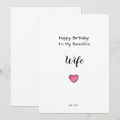 妻よ、ロマンチックなハートの誕生日カードが恋しい 招待状 (正面/裏面)