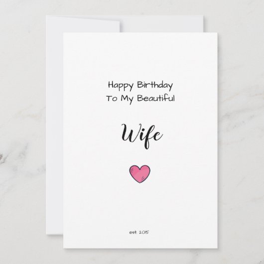 妻よ、ロマンチックなハートの誕生日カードが恋しい、最高のカード 招待状 (正面)