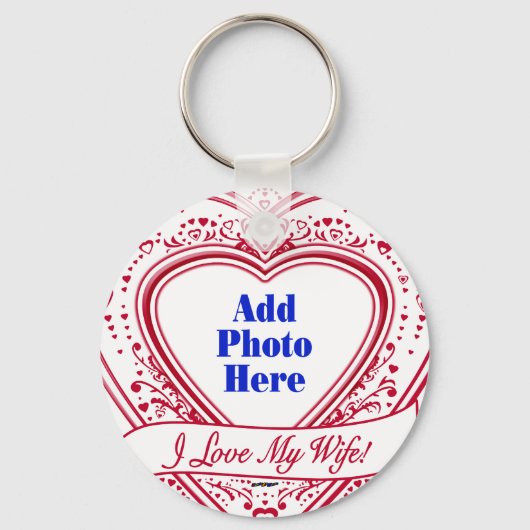 妻を愛してる！ – 写真赤いハート キーホルダー (正面)