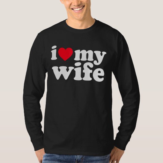 妻を愛すおもしろい Tシャツ (正面)