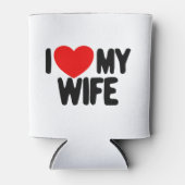 妻を愛する赤いハート夫と妻を愛する 缶クーラー (正面)