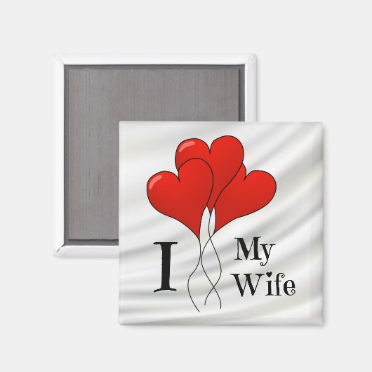 妻を愛する赤いハート風船の三色 マグネット (正面/裏面)
