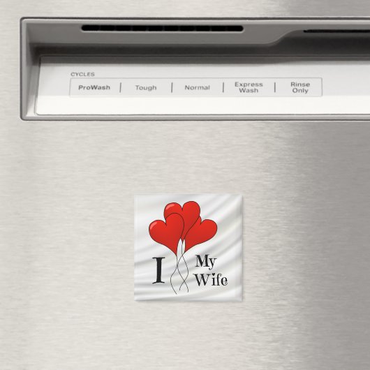 妻を愛する赤いハート風船の三色 マグネット (インサイチュ (食洗機))