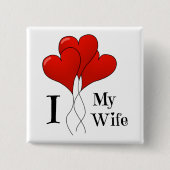 妻を愛する赤いハート風船の三色 缶バッジ