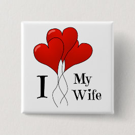 妻を愛する赤いハート風船の三色 缶バッジ