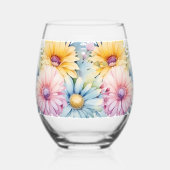 妻を愛する25周年記念花グリーン ステムなしワイングラス (裏面)