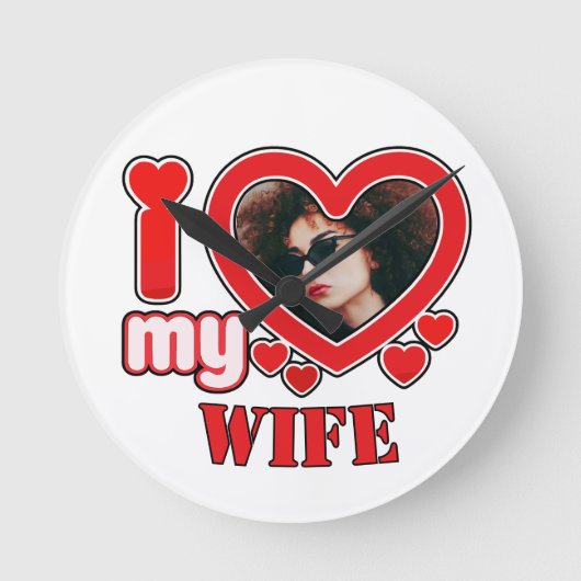 妻を愛すパーソナライズされた ラウンド壁時計 (正面)