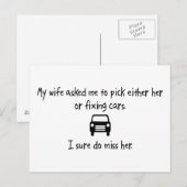 妻を選ぶ、または車を固定する ポストカード (正面/裏面)