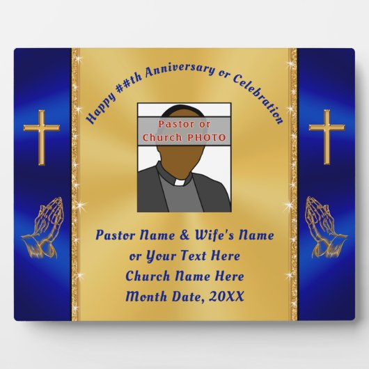 妻カスタムと牧師の記念撮影ギフト フォトプラーク (正面)