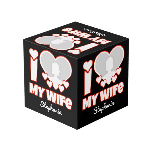 妻カスタムを愛する – 名前と写真の追加 フォトキューブ (裏面アングル)