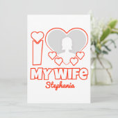 妻カスタムを愛する – 名前と写真の追加 招待状 (スタンド正面)