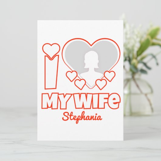 妻カスタムを愛する – 名前と写真の追加 招待状 (スタンド正面)