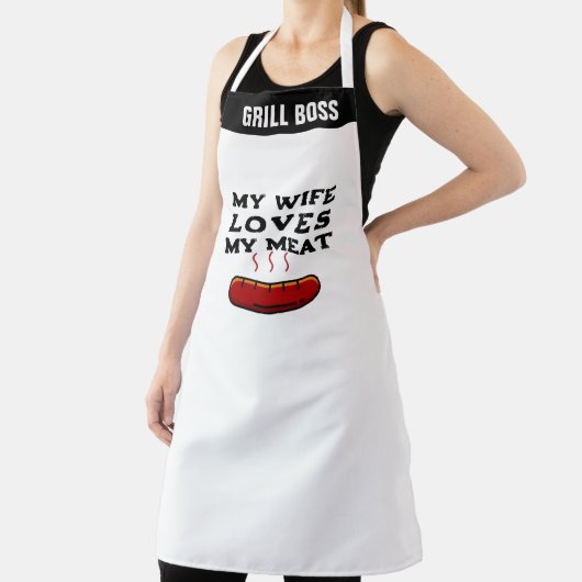 妻カスタムパーソナライズされたが私の肉を愛すおもしろいる エプロン (インサイチュ)