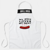 妻カスタムパーソナライズされたが私の肉を愛すおもしろいる エプロン (正面)