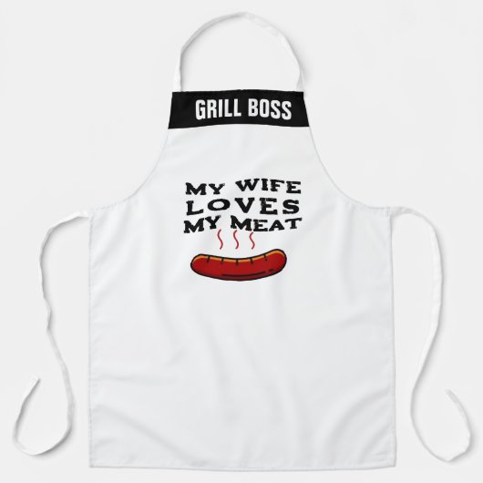 妻カスタムパーソナライズされたが私の肉を愛すおもしろいる エプロン (正面)