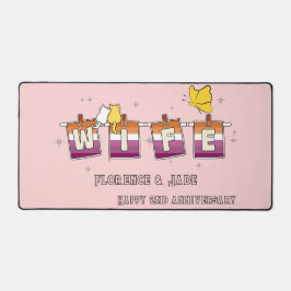 妻サンセットレズビアン旗 ハッピーアニバーサリー デスクマット