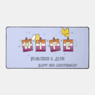 妻サンセットレズビアン旗 ハッピーアニバーサリー デスクマット