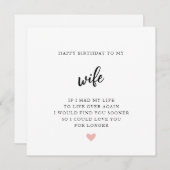 妻シンプル用白黒誕生日カード シーズンカード (正面/裏面)