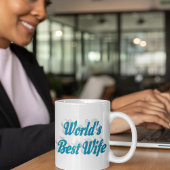 妻スカイブルーハーフ文字 コーヒーマグカップ