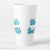 妻スカイブルー文字 カフェラテマグ (正面)