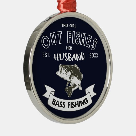 妻バスおもしろい魚釣りクリスマスフィッシュオーナメント メタルオーナメント (右)
