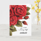 妻バレンタインデーの愛と赤のバラ カード (黄色い花)