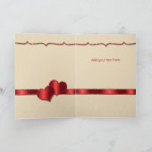 妻バレンタインデー2サテン赤いハート ノートカード (内部)