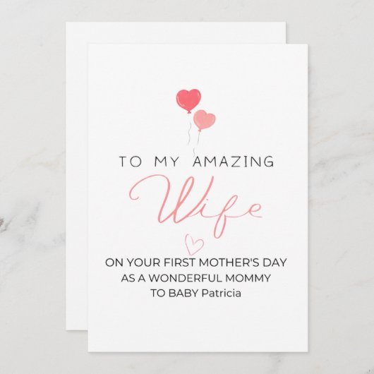 妻パトリシアの初めての母の日ギフト シーズンカード (正面/裏面)